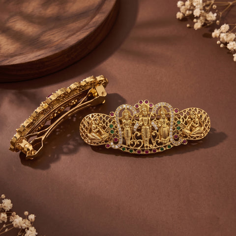 Beautiful Gold Plated Kemp Stone Premium Quality Hair Clip JH2567