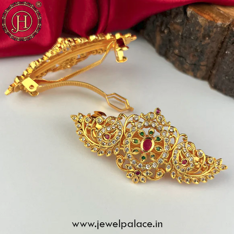 Beautiful Gold Plated Kemp Stone Premium Quality Hair Clip JH2575