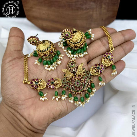 Premium Quality AD Stone Studded Designer Short Necklace set JH2601