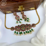 Premium Quality AD Stone Studded Designer Short Necklace set JH2612