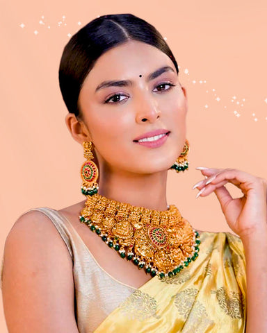 Exclusive Traditional Gold Plated Temple Choker Necklace JH2671