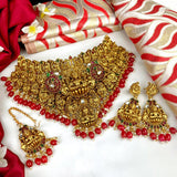 Elegant Gold Plated Temple Choker Set With Earrings JH2699