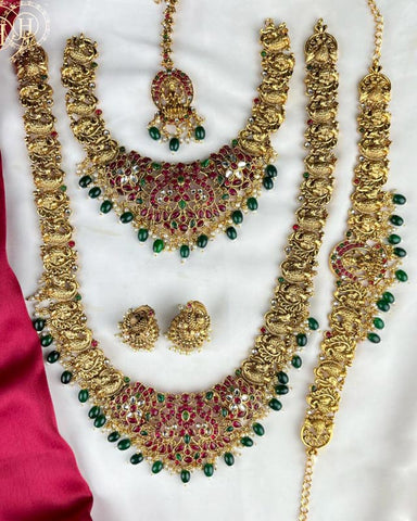 Gold Plated Antique Combo Semi Bridal Jewellery JH2809