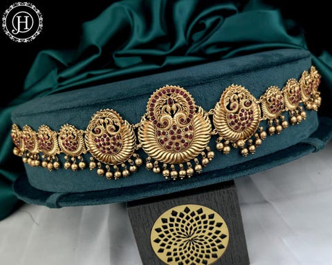 Matt Finish Peacock Design Vaddanam Kamarpatta Waist Hip Belt JH3201