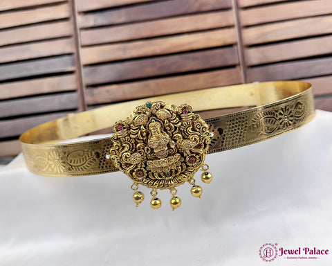 Beautiful Gold Plated Temple Design Vaddanam Hip Belt For Saree JH3346