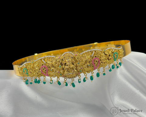 Beautiful Gold Plated Temple Design Vaddanam Hip Belt For Saree JH3348