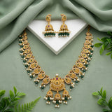Premium Quality Gold Plated Kemp Stone With Pearl Necklace JH3601
