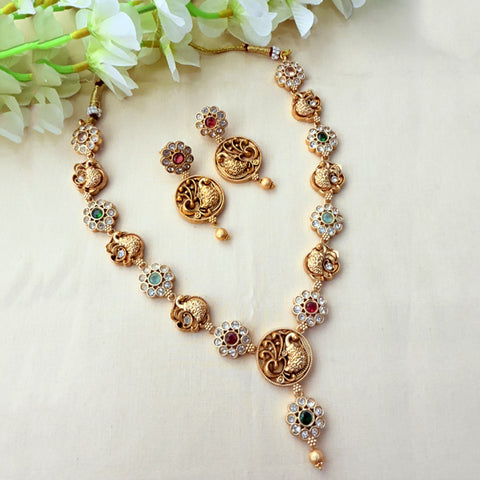 Gold Plated Beautiful Floral Necklace Set JH3618