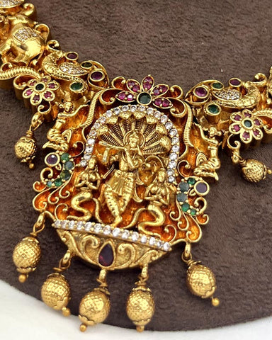 Gold Plated Premium Quality Temple Necklace JH3620