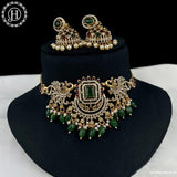 Beautiful Gold Finish Brass Kemp Stone Short Necklace JH3659
