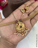 Beautiful Gold Plated Kemp Stone peacock Necklace JH3660
