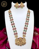 New Gold Finish Temple Long Haram With Matching Earrings JH3665