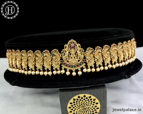 Beautiful Gold Plated Temple Design Vaddanam Kamarpatta Waist Hip Belt JH3678