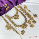Latest Gold Plated Elegant South Indian Temple Design Bridal Jewellery Set JH3683
