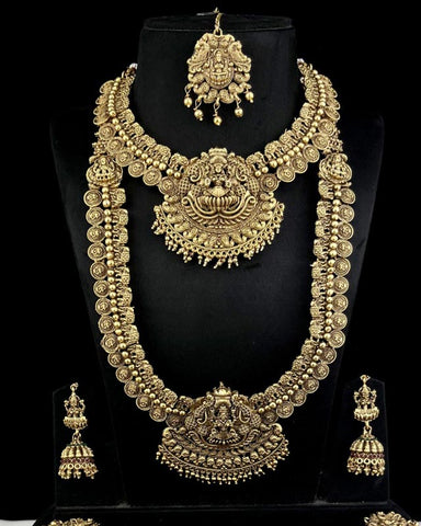 Latest Gold Plated Elegant South Indian Temple Design Bridal Jewellery Set JH3690