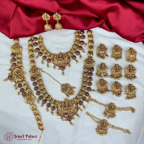 Latest Gold Plated Elegant South Indian Temple Design Bridal Jewellery Set JH3692