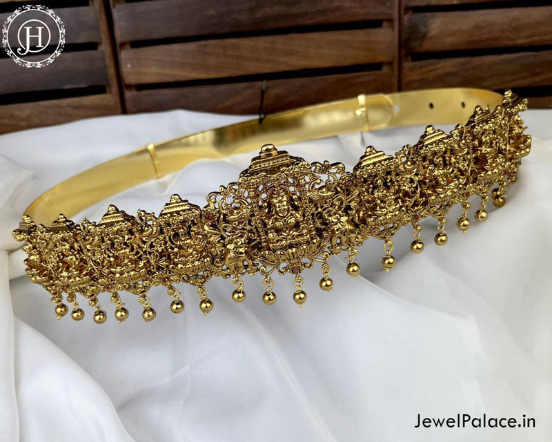 Beautiful Gold Plated Temple Design Vaddanam Hip Belt For Saree JH3700 Gold