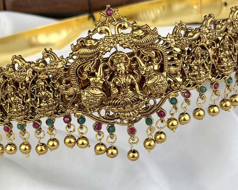 Beautiful Gold Plated Temple Design Vaddanam Hip Belt For Saree JH3702