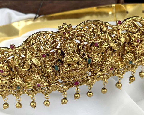 Beautiful Gold Plated Temple Design Vaddanam Hip Belt For Saree JH3704