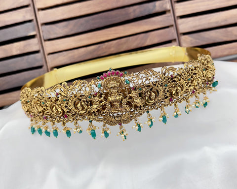 Beautiful Gold Plated Temple Design Vaddanam Hip Belt For Saree JH3705