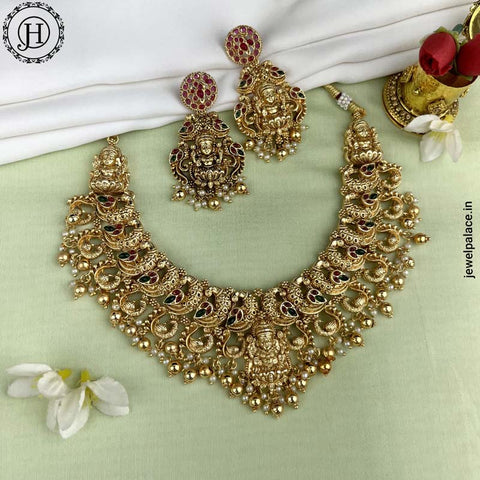 Elegant Laxmi Design Kemp Stone Pearls Necklace JH3751