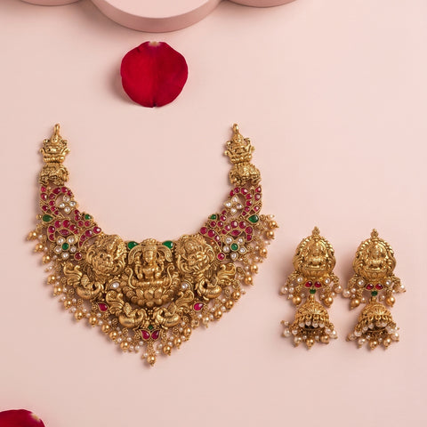 Elegant Laxmi Design Kemp Stone Pearls Choker JH3752