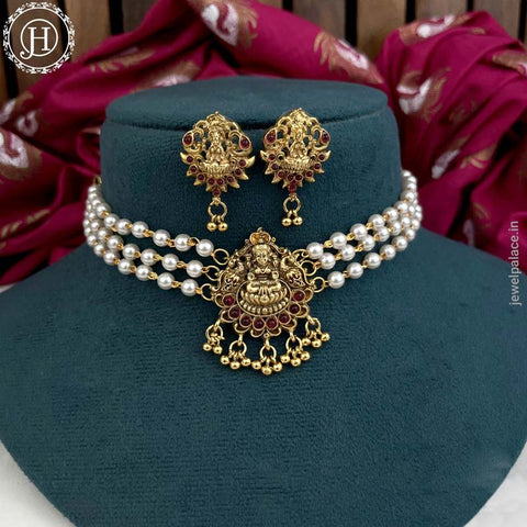 Elegant Laxmi Design Kemp Stone Pearls Necklace JH3755