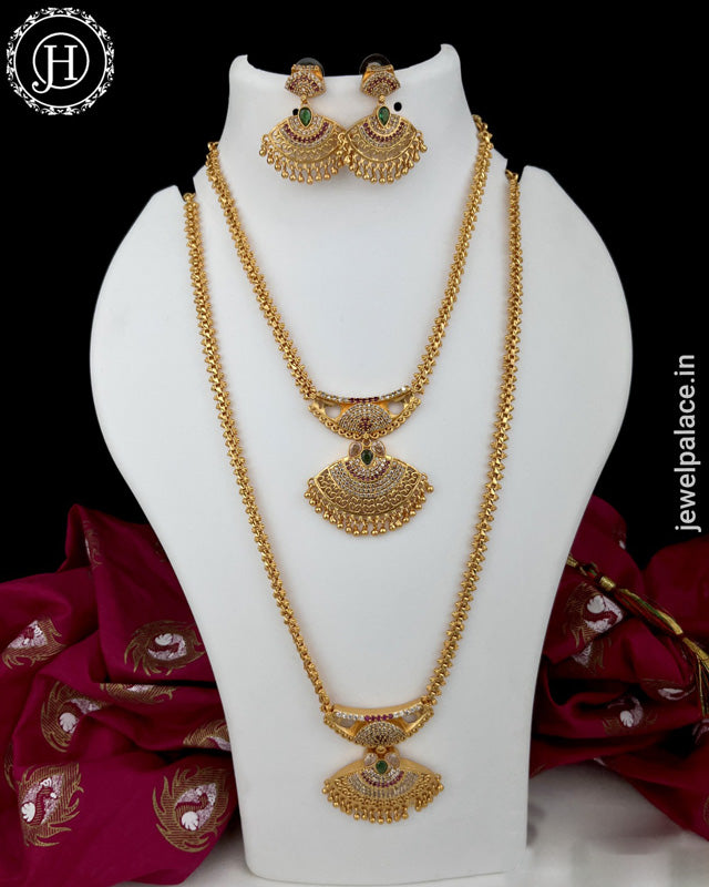 Medium Gold Set Elegant Gold Plated Matte Finish jewellery set combo lowest price With ...