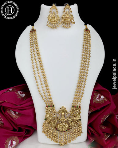 Beautiful Gold Plated Kemp Stone Laxmi Design Haram JH3792