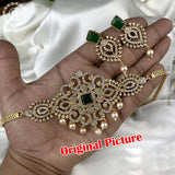 Beautiful Gold Finish Kemp Stone Necklace Set JH3799