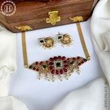 Gold Plated Kemp Stone Peacock Design Necklace JH3800