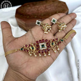 Gold Plated Kemp Stone Peacock Design Necklace JH3800