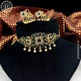 Gold Plated Kemp Stone Peacock Design Necklace JH3800