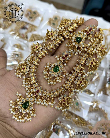 Beautiful Heavy Pearls Work Antique Necklace JH3804