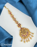 Beautiful Gold Plated Kemp Stone Temple Look Maang Tikka JH3851