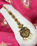 Beautiful Gold Plated Kemp Stone Temple Look Maang Tikka JH3855