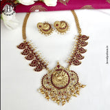 Exclusive Gold Plated Kemp Stone Peacock Design Necklace JH3858