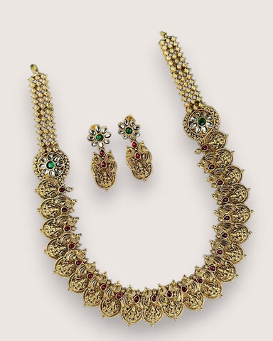 Beautiful Gold Plated Lakshmi Coins Designer Haram Set JH3879
