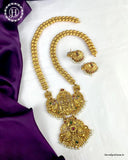 Elagant Gold Plated Kemp Stone Pearls Temple Haram With Earrings