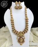 Elagant Gold Plated Kemp Stone Pearls Temple Haram With Earrings