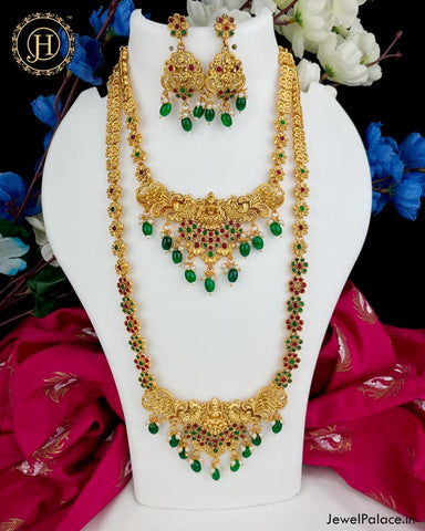 Beautiful Gold Plated Brass Kemp Stone Combo Set JH3965