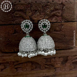 Beautiful Rhodium Plated American Diamond Earrings Jhumka