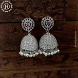 Beautiful Rhodium Plated American Diamond Earrings Jhumka