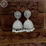 Beautiful Rhodium Plated American Diamond Earrings Jhumka
