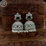Beautiful Rhodium Plated American Diamond Earrings Jhumka