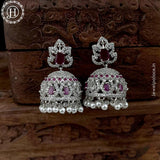 Beautiful Rhodium Plated American Diamond Earrings Jhumka