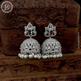 Beautiful Rhodium Plated American Diamond Earrings Jhumka
