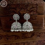Beautiful Rhodium Plated American Diamond Earrings Jhumka