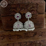 Beautiful Rhodium Plated American Diamond Earrings Jhumka