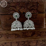 Beautiful Rhodium Plated American Diamond Earrings Jhumka